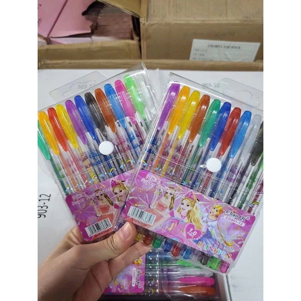 20241122_VysryRsByZ Bút nhũ 12 màu Tmark – Lấp lánh sáng tạo, (Kiện 144 vỉ, hộp 24 vỉ)