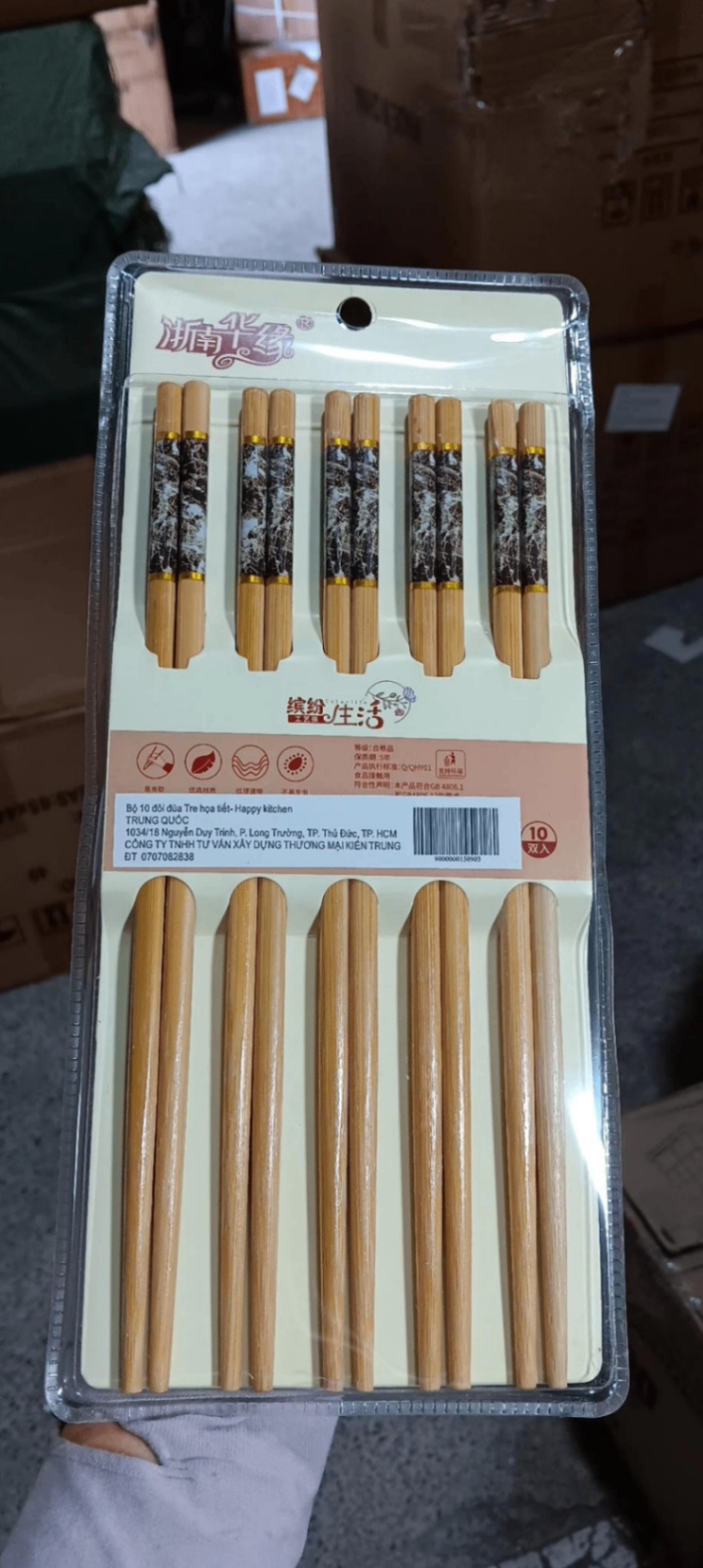 20241122_j3v22hjAsn Bộ 10 đôi đũa tre Happy Kitchen họa tiết vân đá Tmark (Kiện 160 bộ)