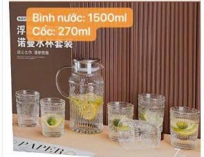 20250704_UsdTxFJV8c Bộ bình ly bằng thủy tinh họa tiết sang trọng Tmark (Kiện 8 bộ) (Hàng nguyên kiện)