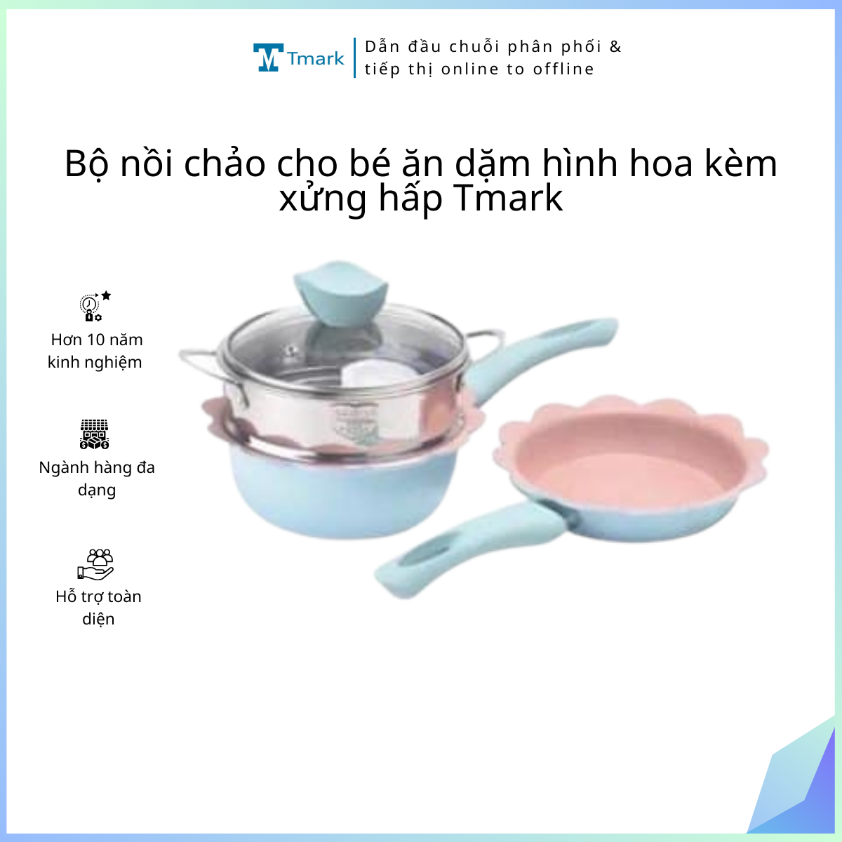 Bo-noi-chao-cho-be-an-dam-hinh-hoa-kem-xung-hap-Tmark-Kien-12-bo- Bộ nồi chảo cho bé ăn dặm hình hoa kèm xửng hấp Tmark (Kiện 12 bộ)
